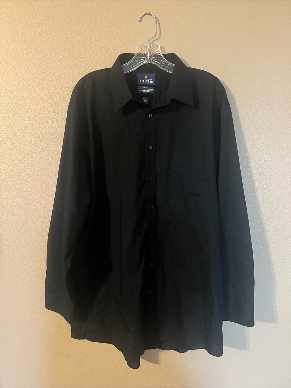 Stafford Black Men's Long-Sleeve Dress Shirt - Classic Button Front